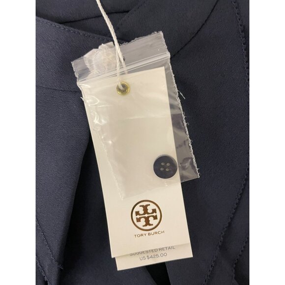 Tory Burch Womens Jane Shirt Dress Size 4 Navy Blue Crepe de chine ruffle NWT - Picture 7 of 14